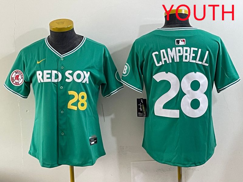 Youth 2025 Boston Red Sox #28 Campbell Dark Green Joint Name Nike MLB Jersey style 7